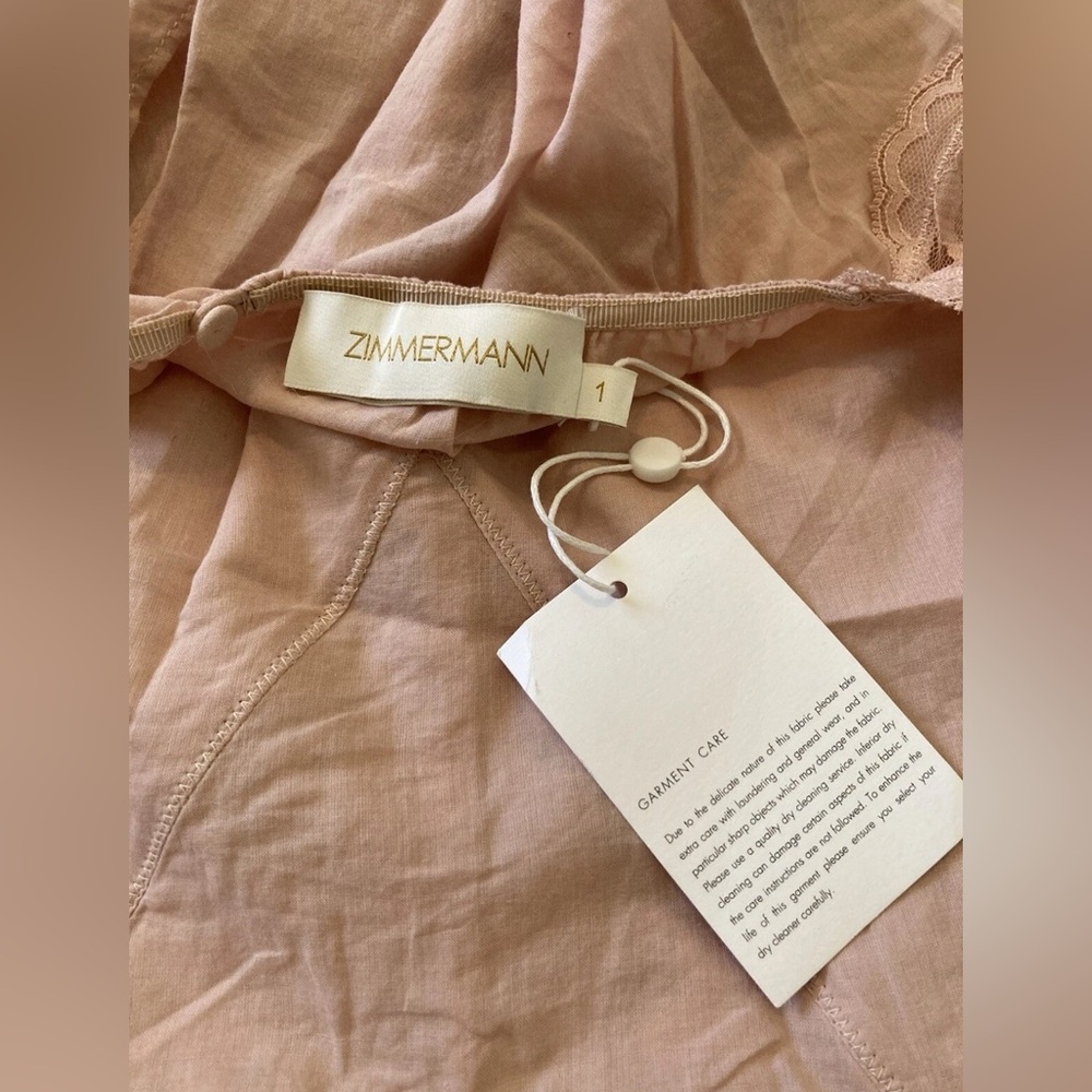 Zimmermann New Botanica Teddy Lace Bodysuit Dusty Pink Size 1 - Picture 2 of 4